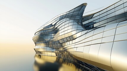 Poster - abstract modern architecture with glass reflection