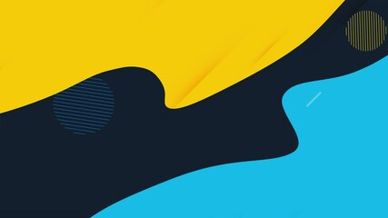 Wall Mural - Animated wavy abstract background with looping geometric lines. 4k animation Geometric shapes in yellow blue colors.