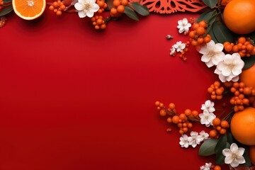 Canvas Print - Chinese New Year flower backgrounds orange.