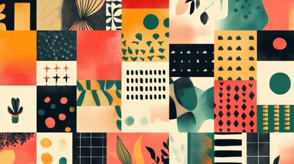 Fototapete - Graphic design resource pack containing patterns, textures, and sets for digital and print design.