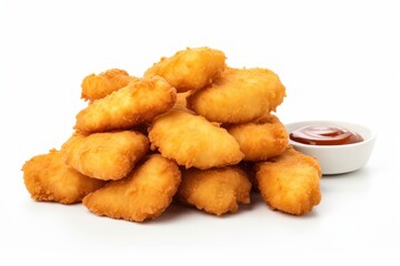 Sticker - Ketchup nuggets food white background.