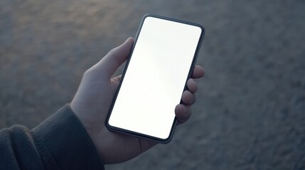 Poster - Hand holding smartphone mockup of blank screen. Take your screen to put on advertising.