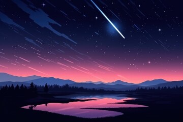 Canvas Print - Shooting star night landscape astronomy.