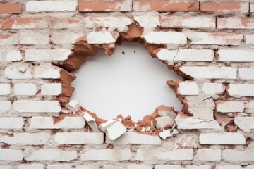 Poster - Backgrounds brick wall hole.