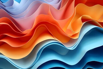 Wall Mural - Vibrant Waves of Colorful Paper Layers in Abstract Design