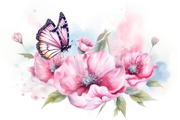 Wall Mural - Butterfly flower pattern petal.