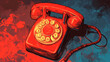 © Best_Seller - A retro-style illustration of a red phone, glowing hot from all the calls it's received. It looks like a comic book image.