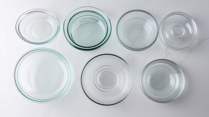 Poster - Overhead View of Various Glass Bowls and Dishes
