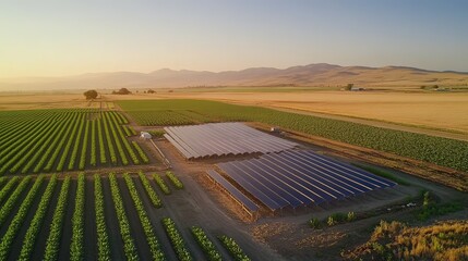 Solar farm installation in broad daylight, capturing the sunâ€™s energy to produce sustainable power with precision.