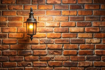 Medium shot of brick wall with vintage lamp light background