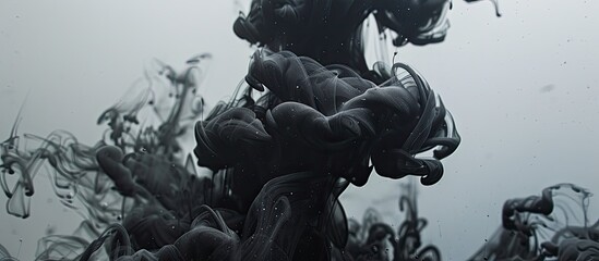 Poster - Black ink smearing on a dark backdrop creates an atmospheric copy space image