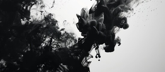 Wall Mural - Black ink smearing on a dark backdrop creates an atmospheric copy space image