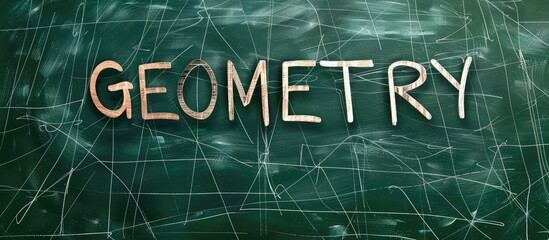 Poster - green chalkboard with the word geometry written provides a background for copy space image