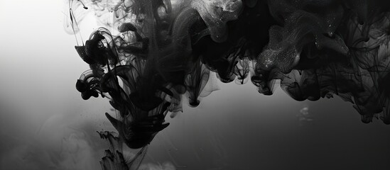 Poster - Black ink smearing on a dark backdrop creates an atmospheric copy space image