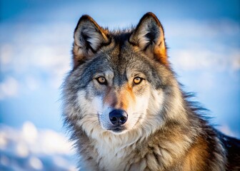  Majestic Timber Wolf Portrait in Winter Snow - Captivating Silhouette Photography of Canis lupus on White Background