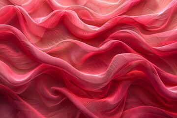 Wall Mural - Elegant Waves of Sheer Red Fabric in Soft Flowing Patterns