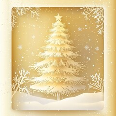 Wall Mural - winter christmas composition in paper cut style ,white and gold style