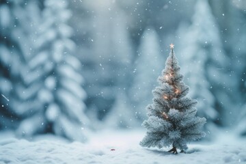 Poster - Christmas tree snow outdoors.