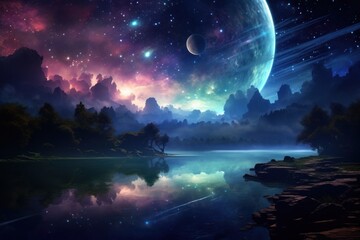 Wall Mural - Galaxy background landscape astronomy universe.