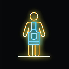 Wall Mural - Glowing neon icon representing a worker wearing an apron, suitable for projects related to craftsmanship, service, or labor