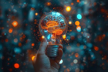 Poster - Illuminating Ideas: A Creative Fusion of Brain and Light Bulb