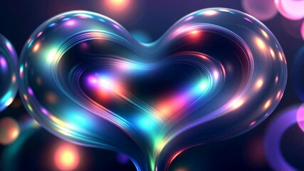 Wall Mural - Abstract Neon Romantic Background With Heart