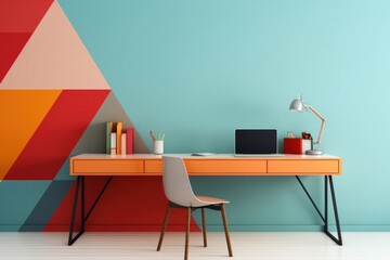 Canvas Print - Desk furniture office table.