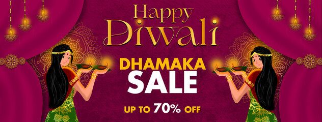 Wall Mural - Diwali Sale Poster Design, Festive Discount Sale , DIWALI SALE Retail Sale, Promotion, Advertisement, Flyer, Poster, Banner , Diwali Dhamaka Sale Label Design Template	
