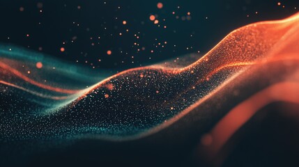 Poster - Abstract holographic interface with floating data particles on a tech background.