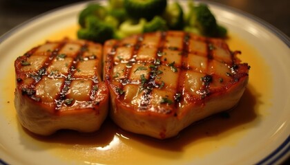  Deliciously grilled meat with a side of fresh broccoli