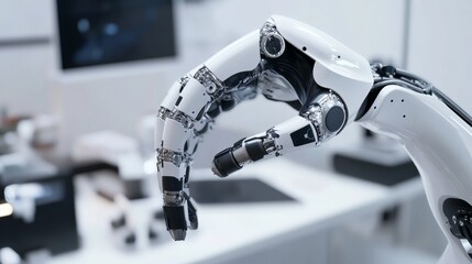 Aufkleber - A robot interacting with an AI-powered robotic arm in a modern artificial intelligence lab, sleek and high-tech research environment, AI-tech style