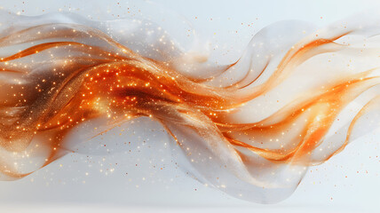 Poster - a wave of orange and white with a lot of sparkles. the orange and white colors create a sense of ene