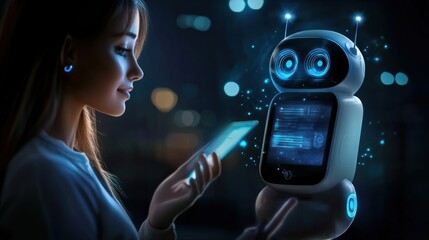 Poster - chatbot conversation ai artificial intelligence technology online customer service.digital chatbot, 
