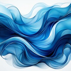 Wall Mural - blue curved lines with white background in the style of vibrant colorist smokey background