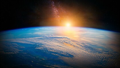 Wall Mural - earth from space during sunrise