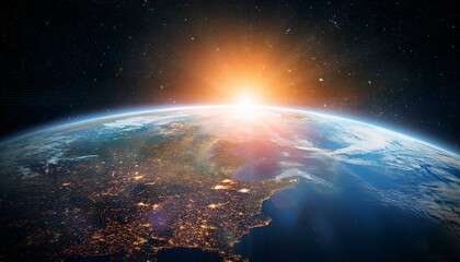 Wall Mural - earth from space during sunrise