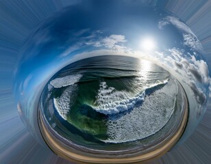 Wall Mural - panorama of a stormy sea hdri environment map round panorama spherical panorama equidistant projecti