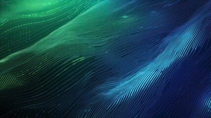 Wall Mural - Digital technology banner green blue texture background. Generative AI.