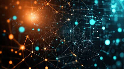 Poster - Dynamic digital nodes and circuitry glowing on a dark tech background