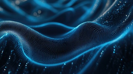 Fototapete - Dynamic swirling lines of light on a futuristic dark blue tech background