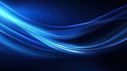 Fototapete - Dynamic swirling lines of light on a futuristic dark blue tech background