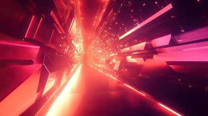 Aufkleber - Flowing light streams and polygonal shapes in motion on a futuristic tech background