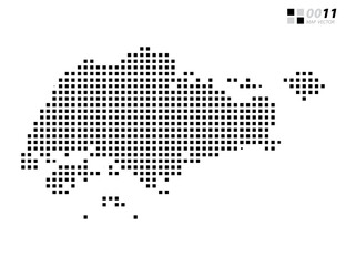 Vector abstract pixel black of Singapore map. Organized in layers for easy editing.