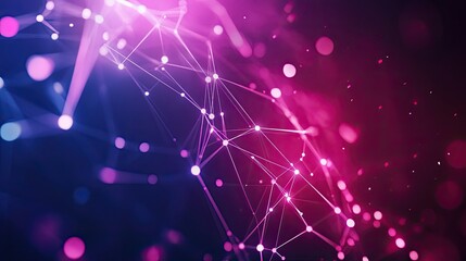 Leinwandbilder - Glowing geometric shapes connected by data lines on a modern tech process background