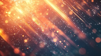 Poster - Glowing light beams and floating digital shapes on a futuristic background