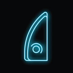 Poster - glowing neon icon of an iron on a black background, symbolizing laundry, ironing, and household chor