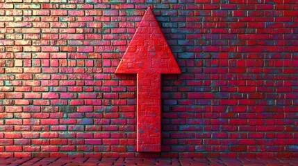Poster - A red arrow down symbol in bold, with a smooth gradient texture, standing alone on a transparent background, no background