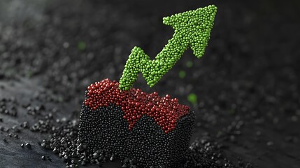 Poster - A 3D star icon with a green upward arrow, representing a rising star in a business performance chart, no background
