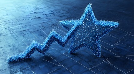 Fototapete - A shooting star icon intertwined with an upward line graph, representing top growth and success in business, no background
