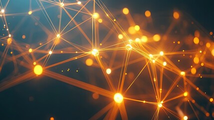 Poster - High-tech interface with interconnected glowing nodes on an abstract digital backdrop